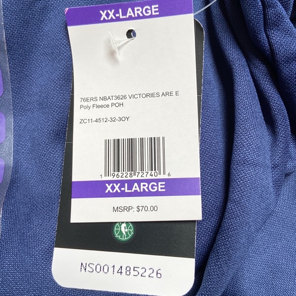 NBA Seventy-Sixers sz XXL hoodie nwt - Picture 6 of 9